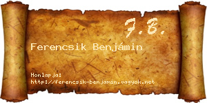 Ferencsik Benjámin névjegykártya